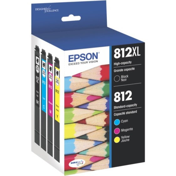 Epson&reg; 812XL/812 DuraBrite&reg; Ultra High-Yield Black And Cyan/Yellow/Magenta Ink Cartridges, Pack Of 4, T812XL-BCS T812XL-BCS