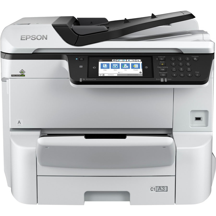 Epson WorkForce Pro WF-C8690 Inkjet Multifunction Printer-Color-Copier/Fax/Scanner-35 ppm Mono/35 ppm Color Print-4800x1200 dpi Print-Automatic Duplex Print-75000 Pages-750 sheets Input-Color Flatbed Scanner-1200 dpi Optical Scan-Wireless LAN C11CG68201