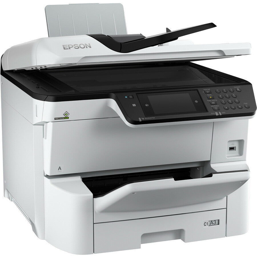 Epson WorkForce Pro WF-C8690 Inkjet Multifunction Printer-Color-Copier/Fax/Scanner-35 ppm Mono/35 ppm Color Print-4800x1200 dpi Print-Automatic Duplex Print-75000 Pages-750 sheets Input-Color Flatbed Scanner-1200 dpi Optical Scan-Wireless LAN C11CG68201