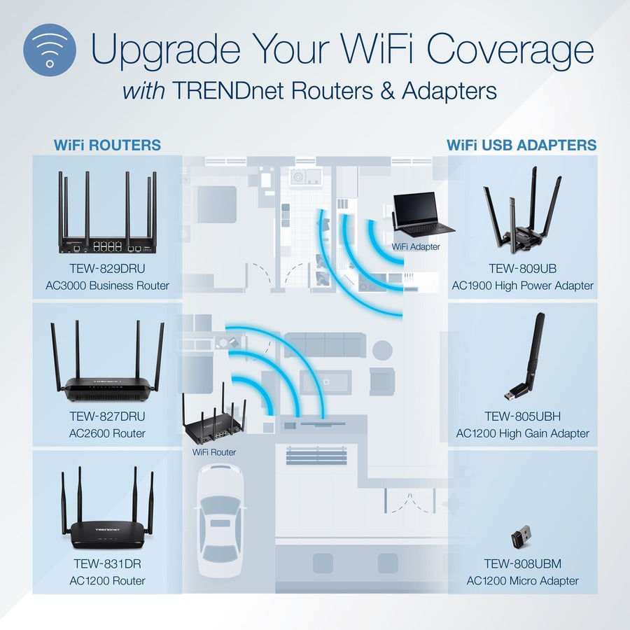 TRENDnet AC1200 Dual Band WiFi Router; TEW-831DR; 4 x 5dBi Antennas; Wireless AC 867Mbps; Wireless N 300Mbps; Business or Home Wireless AC Router for High Speed Internet; MU-MIMO Support TEW-831DR