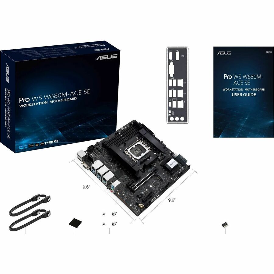 Asus PRO WS W680M-ACE SE Desktop Motherboard - Intel W680 Chipset - Socket LGA-1700 - Intel Optane Memory Ready - Micro ATX PRO WS W680M-ACE SE