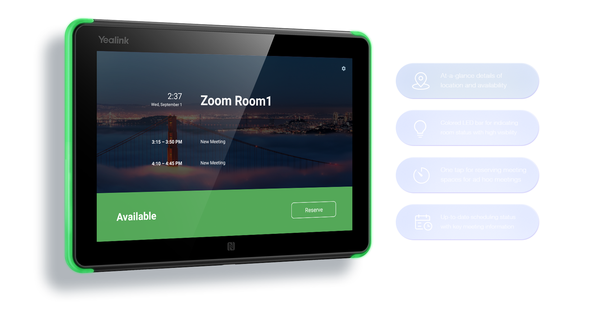 Panneau de planification basé sur Android Yealink Roompanel ROOMPANEL