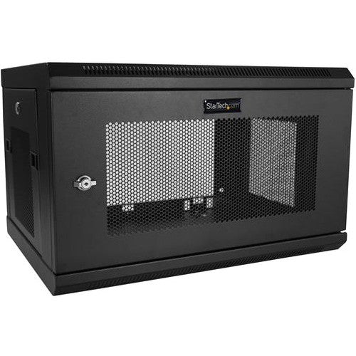 StarTech.com 2 Post 6U 19" Wall Mount Network Cabinet 15" Deep - Locking Vented IT Data Equipment/Switch Rack Enclosure w/Shelf/Hook&Loop RK616WALM