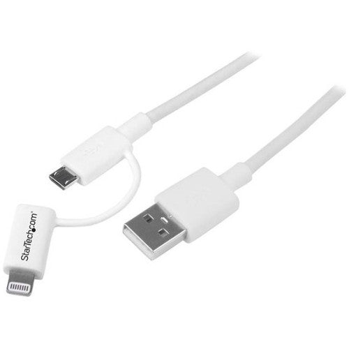 StarTech.com Câble Apple Lightning ou Micro USB vers USB de 1 m (3 pieds) pour iPhone / iPod / iPad - Blanc LTUB1MWH