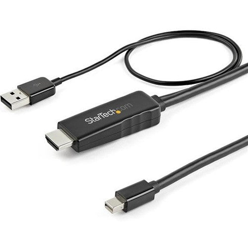 StarTech.com 6ft (2m) HDMI to Mini DisplayPort Cable 4K 30Hz - Active HDMI to mDP Adapter Cable with Audio - USB Powered - Video Converter HD2MDPMM2M