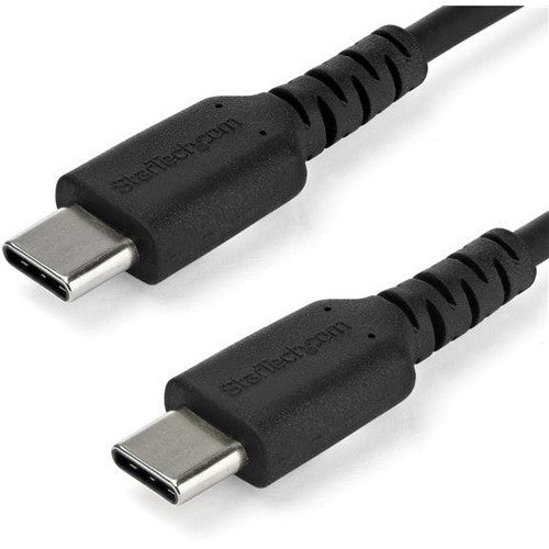StarTech.com 1m USB C Charging Cable - Durable Fast Charge & Sync USB 2.0 Type C to C Charger Cord - TPE Jacket Aramid Fiber M/M 60W Black RUSB2CC1MB