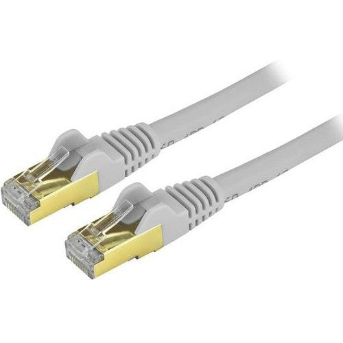 StarTech.com Câble Ethernet CAT6a de 25 pieds - Cordon de raccordement PoE 10 Gigabit de catégorie 6a blindé sans accroc 100 W - Câblage certifié UL gris 10 GbE/TIA C6ASPAT25GR