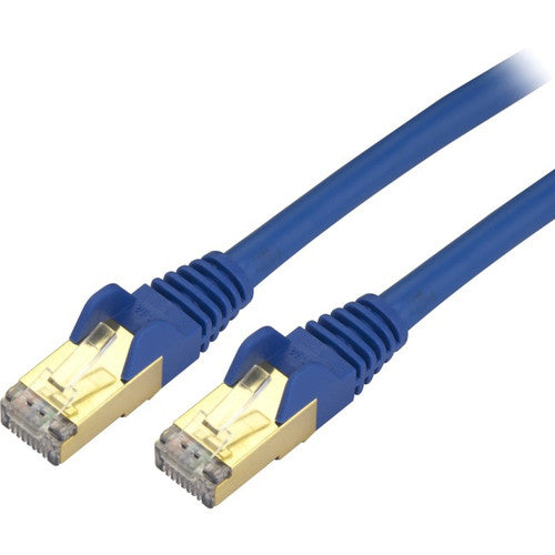 StarTech.com Câble Ethernet CAT6a de 0,6 m – Cordon de brassage PoE 10 Gigabit catégorie 6a blindé sans accroc 100 W – Câblage certifié UL bleu 10 GbE/TIA C6ASPAT2BL