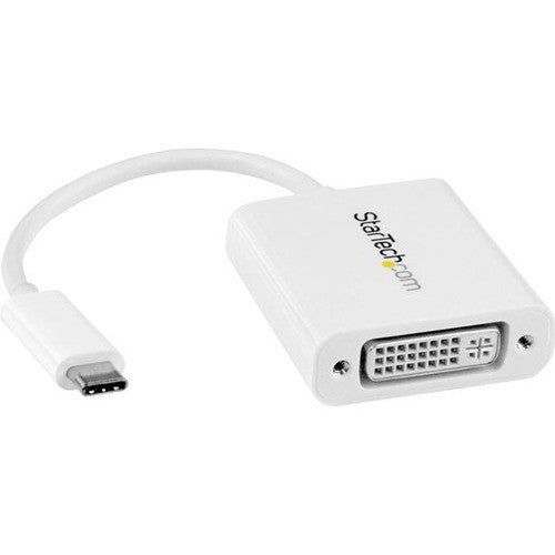 StarTech.com USB C to DVI Adapter - White - Thunderbolt 3 Compatible - 1920x1200 - USB-C to DVI Adapter for USB-C devices such as your 2018 iPad Pro - DVI-I Converter CDP2DVIW