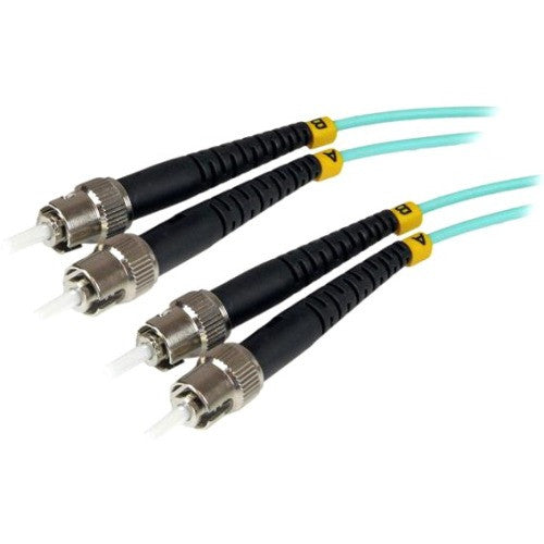 StarTech.com Câble fibre optique 1 m - 10 Gb Aqua - Duplex multimode 50/125 - LSZH - ST/ST - OM3 - Câble de brassage fibre ST vers ST A50FBSTST1