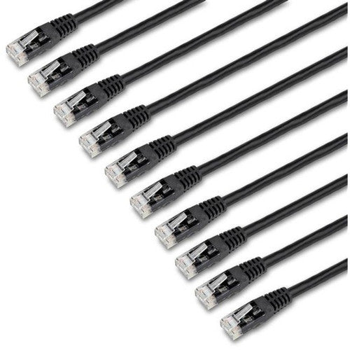 StarTech.com Câble CAT6 de 6 pieds - Paquet de 10 - Cordons Ethernet CAT6 noirs - Connecteurs RJ45 moulés - Vérifié ETL - 24 AWG (C6PATCH6BK10PK) C6PATCH6BK10PK