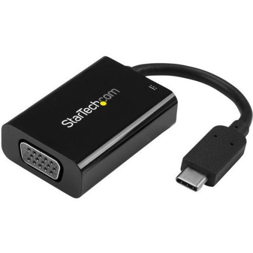 StarTech.com USB C to VGA Adapter with 60W Power Delivery Pass-Through - 1080p USB Type-C to VGA Video Converter w/ Charging - Black CDP2VGAUCP