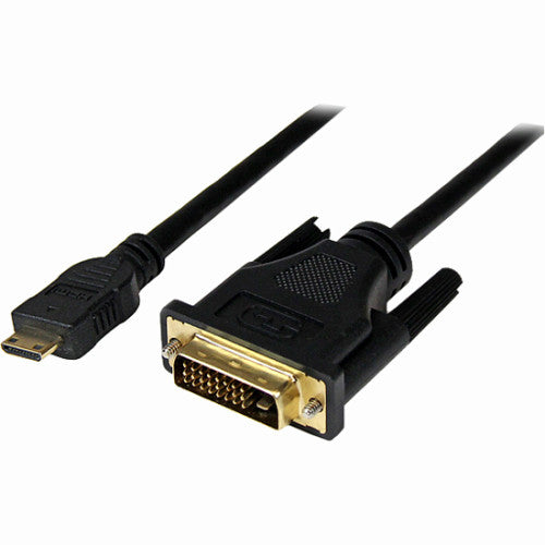 StarTech.com 2m (6.6 ft) Mini HDMI to DVI Cable, DVI-D to HDMI Cable (1920x1200p), HDMI Mini Male to DVI-D Male Display Cable Adapter HDCDVIMM2M