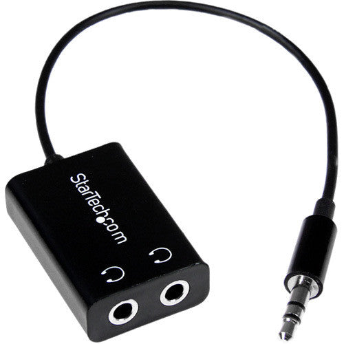 StarTech.com Black Slim Mini Jack Headphone Splitter Cable Adapter - 3.5mm Male to 2x 3.5mm Female MUY1MFFADP