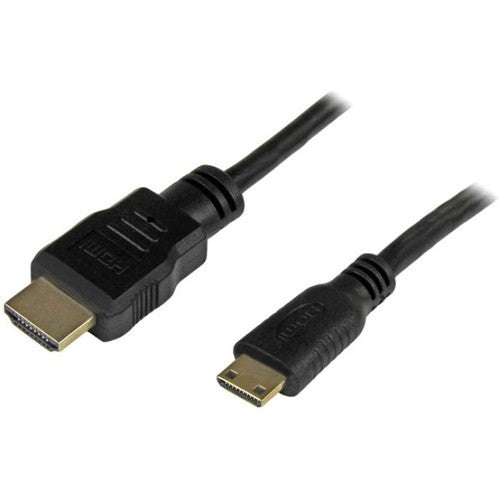 StarTech.com 1ft Mini HDMI to HDMI Cable with Ethernet, 4K 30Hz High Speed Mini HDMI 1.4 (Type-C) Device to HDMI Adapter Cable/Cord, M/M HDMIACMM1