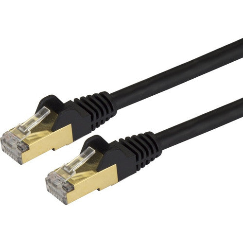 StarTech.com Câble Ethernet CAT6a de 1,2 m – 10 Gigabit catégorie 6a, cordon de brassage PoE blindé sans accroc 100 W – 10 GbE noir, câblage certifié UL/TIA C6ASPAT4BK