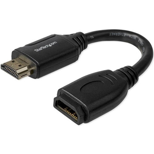 StarTech.com 6"/15cm HDMI Port Saver Cable, 4K 60Hz High Speed HDMI 2.0 Extension Cable with Ethernet, HDMI Male to Female Extension Cord HD2MF6INL