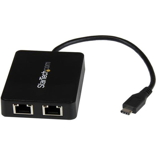 StarTech.com USB C to Dual Gigabit Ethernet Adapter with USB 3.0 (Type-A) Port - USB Type-C Gigabit Network Adapter US1GC301AU2R