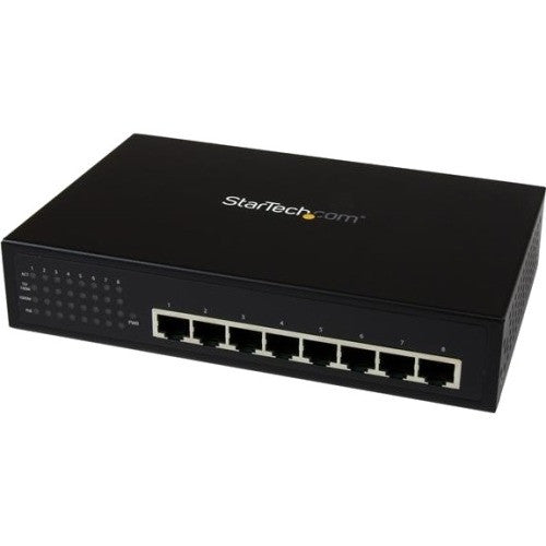 StarTech.com 8 Port Unmanaged Industrial Gigabit Power over Ethernet Switch - 802.3af/at PoE+ Switch - Wall Mountable IES81000POE