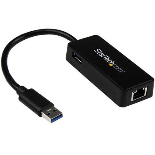 StarTech.com USB 3.0 to Gigabit Ethernet Adapter NIC w/ USB Port - Black USB31000SPTB