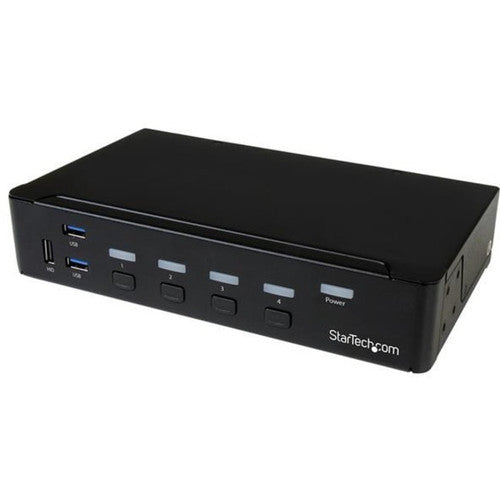 StarTech.com 4-Port DisplayPort KVM Switch - DP KVM Switch with Built-in USB 3.0 Hub for Peripherals - 4K 30 Hz SV431DPU3A2