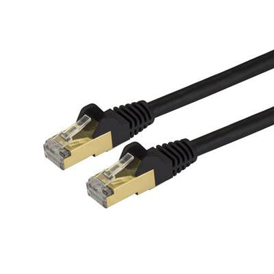 StarTech.com 7ft CAT6a Ethernet Cable - 10 Gigabit Category 6a Shielded Snagless 100W PoE Patch Cord - 10GbE Black UL Certified Wiring/TIA C6ASPAT7BK