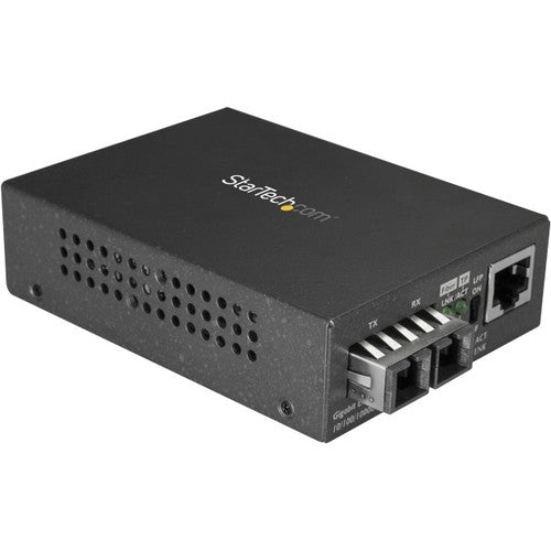 StarTech.com Convertisseur de média Ethernet fibre SC multimode - Pont fibre optique Gigabit 1000BASE-SX vers cuivre - Réseau 10/100/1000 - 550 m MCMGBSCMM055