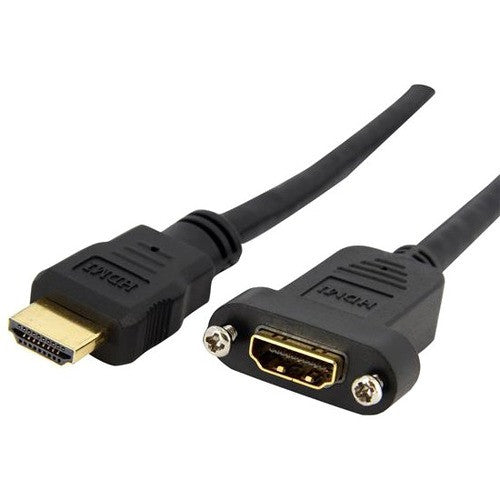 StarTech.com 3ft HDMI Female to Male Adapter, 4K High Speed Panel Mount HDMI Cable, HDMI Female to Male, HDMI Panel Mount Connector Cable HDMIPNLFM3