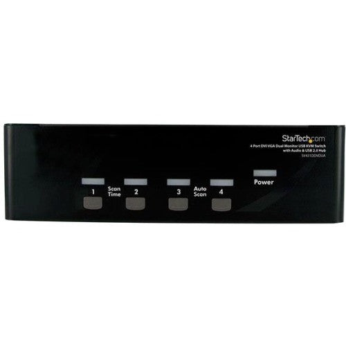 StarTech.com Commutateur KVM double moniteur DVI VGA 4 ports avec hub audio et USB SV431DDVDUA