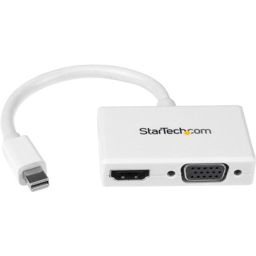 StarTech.com Adaptateur A/V de voyage - Convertisseur 2 en 1 Mini DisplayPort vers HDMI ou VGA - Blanc MDP2HDVGAW