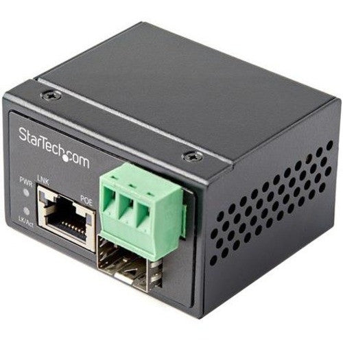 StarTech.com PoE+ Industrial Fiber to Ethernet Media Converter 30W - SFP to RJ45 - SM/MM Fiber to Gigabit Copper Mini Size IP-30 IMC1GSFP30W