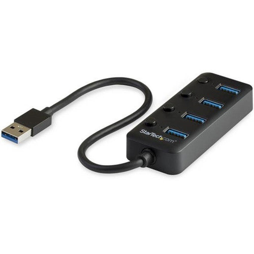 StarTech.com 4 Port USB 3.0 Hub - USB Type-A to 4x USB-A with Individual On/Off Port Switches - SuperSpeed 5Gbps USB 3.1 Gen 1 - Bus Power HB30A4AIB