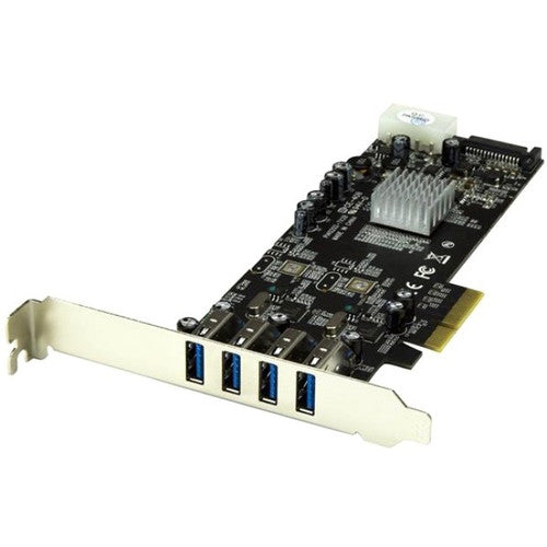 StarTech.com Adaptateur de carte USB 3.0 SuperSpeed ​​4 ports PCI Express (PCIe) avec 2 canaux dédiés 5 Gbit/s - UASP - Alimentation SATA/LP4 PEXUSB3S42V