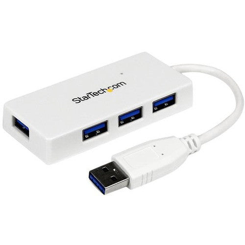 StarTech.com Portable 4 Port SuperSpeed Mini USB 3.0 Hub - White ST4300MINU3W