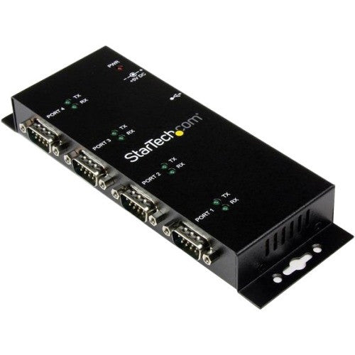 StarTech.com USB to Serial Adapter Hub - 4 Port - Industrial - Wall Mount - Din Rail - COM Port Retention - FTDI USB Serial ICUSB2324I