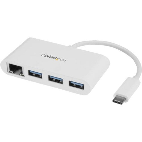 StarTech.com Hub USB C 3 ports avec Gigabit Ethernet - USB-C vers 3x USB-A - USB 3.0 - Blanc - Hub USB avec GbE - Adaptateur USB-C vers USB - Hub USB Type C HB30C3A1GEA