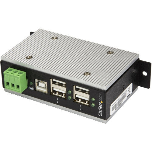 StarTech.com Hub USB 2.0 4 ports - Hub USB industriel en métal (USB-A vers 4x USB-A) - Montable, protection ESD/surtension - Température de fonctionnement étendue HB20A4AME