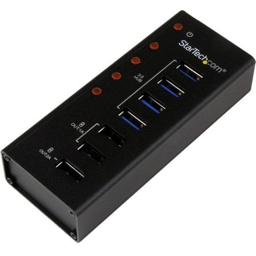 StarTech.com 4 Port USB 3.0 Hub plus 3 Dedicated USB Charging Ports (2 x 1A & 1 x 2A) - Wall Mountable Metal Enclosure ST4300U3C3