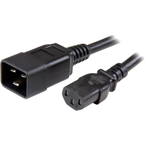 StarTech.com 6ft (1.8m) Heavy Duty Extension Cord, IEC C13 to IEC C20 Black Extension Cord, 15A 125V, 14AWG, Heavy Gauge Power Cable PXTC13C20146