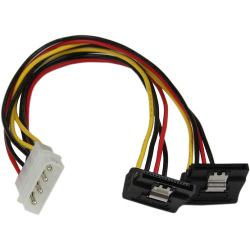 Star Tech.com 12in LP4 to 2x Right Angle Latching SATA Power Y Cable Splitter - 4 Pin LP4 to Dual SATA PYO2LP4LSATR