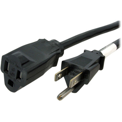 StarTech.com 15ft (4.5m) Power Extension Cord, NEMA5-15R to NEMA5-15P Black Extension Cord, 13A 125V, 16AWG, Computer Power Extension Cable PAC10115