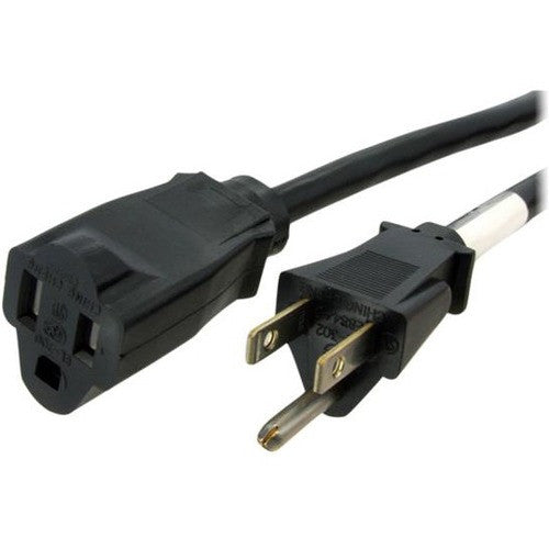 StarTech.com 10ft (3m) Power Extension Cord, NEMA5-15R to NEMA5-15P Black Extension Cord, 13A 125V, 16AWG, Computer Power Extension Cable PAC10110