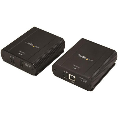 StarTech.com Rallonge USB 2.0 sur câble RJ45 Cat5e ou Cat6 - Kit adaptateur d'extension USB 330 pieds/100 m avec ESD - Alimentation locale ou à distance USB2001EXT2PNA