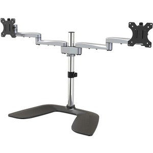 StarTech.com Dual Monitor Stand - Ergonomic Desktop Monitor Stand for up to 32 inch VESA Displays - Free-Standing Adjustable Mount -Silver ARMDUALSS