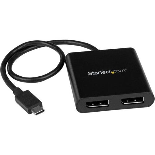 StarTech.com 2-Port Multi Monitor Adapter - USB-C to DisplayPort 1.2 Video Splitter - USB-C to Dual DP MST Hub - TB3 Compatible - Windows MSTCDP122DP