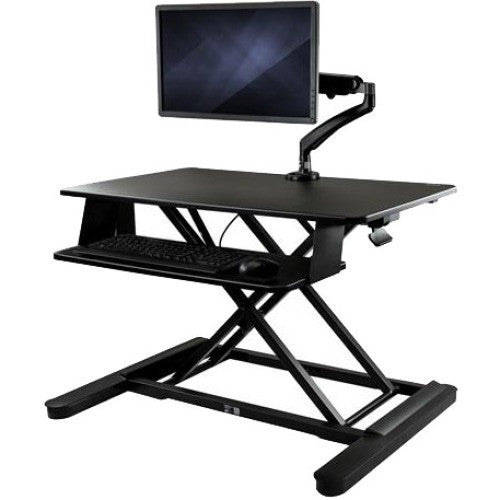 StarTech.com Sit-Stand Desk Converter with Monitor Arm - Up to 26" Monitor - 35" Wide Work Surface - Height Adjustable Standing Desk Converter BNDSTSLGSLIM