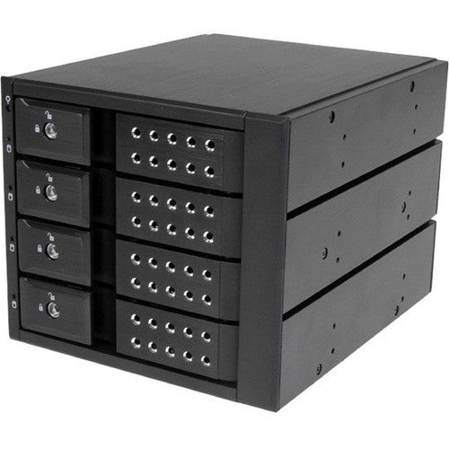 StarTech.com Fond de panier rack mobile sans plateau en aluminium à 4 baies remplaçables à chaud pour disque dur SAS II/SATA III 3,5 pouces - 6 Gbit/s HSB4SATSASBA