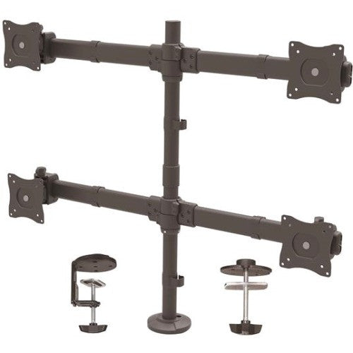 StarTech.com Desk Mount Quad Monitor Arm - 4 VESA Displays up to 27" - Ergonomic Height Adjustable Articulating Pole Mount - Clamp/Grommet ARMQUAD