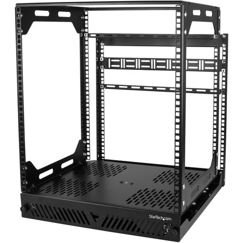 StarTech.com 12U 19" Open Frame Network Rack - Slide Out 4 Post 17" Deep Data/AV/IT/Computer Equipment Rack - Rotating/Pull Out/Pivoting PORACK12U