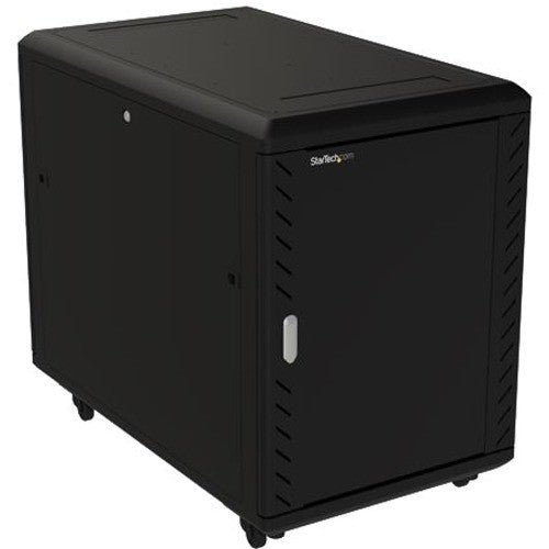 StarTech.com 15U 19" Server Rack Cabinet - 4 Post Adjustable Depth (6-32") Locking Knock Down Enclosure - Mobile w/Glass Door & Casters RK1536BKF